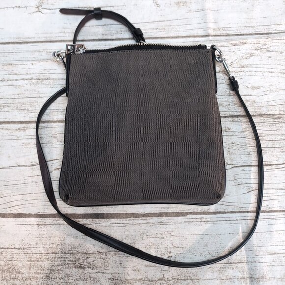 Coach Kitt Messenger Crossbody In Jacquard and Black Leather Silver Hardware - Picture 8 of 9